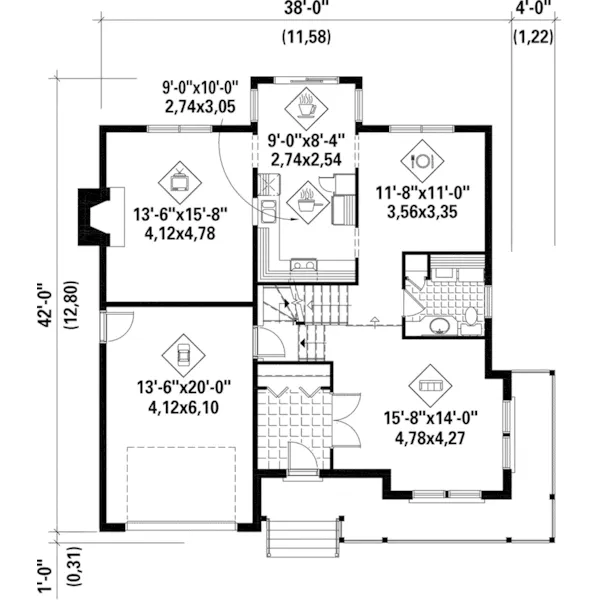 Victorian House Plan First Floor - Pentland Country Home 126D-0741 - Shop House Plans and More