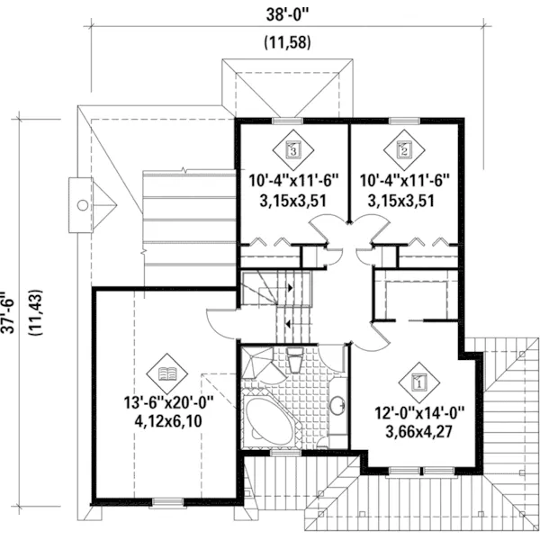 Victorian House Plan Second Floor - Pentland Country Home 126D-0741 - Shop House Plans and More