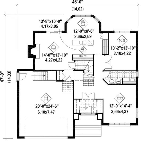 Contemporary House Plan First Floor - Rufus Contemporary Home 126D-0745 - Shop House Plans and More