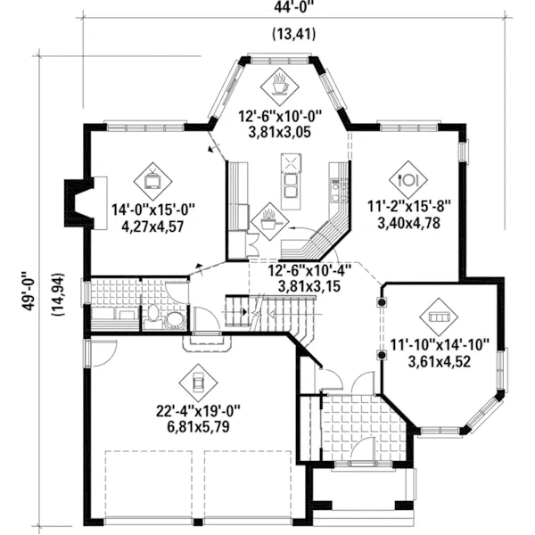 Cape Cod & New England House Plan First Floor - Dolce European Home 126D-0758 - Search House Plans and More