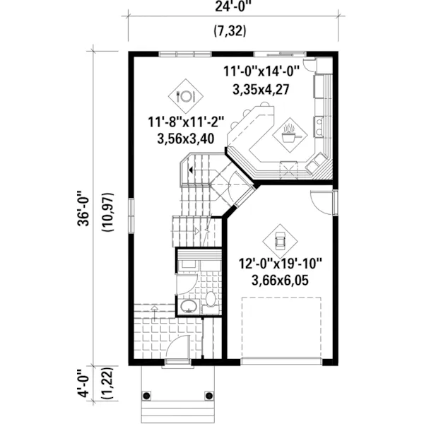 Country House Plan First Floor - Buckner Hill Narrow Lot Home 126D-0766 - Search House Plans and More