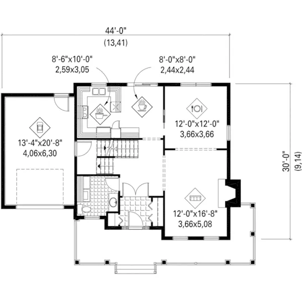 Colonial House Plan First Floor - Hawkins Bay Country Home 126D-0769 - Search House Plans and More