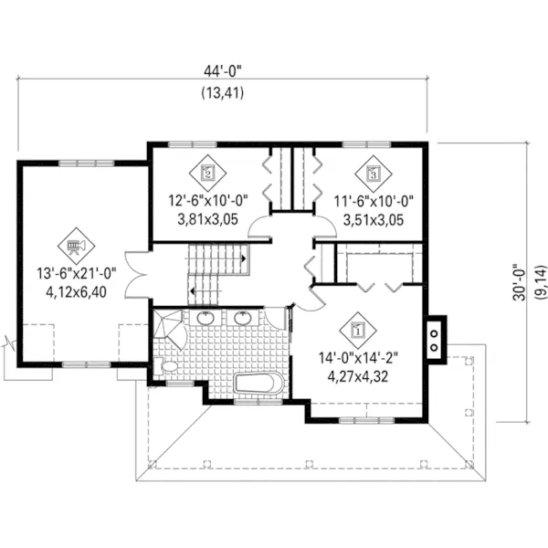 Colonial House Plan Second Floor - Hawkins Bay Country Home 126D-0769 - Search House Plans and More