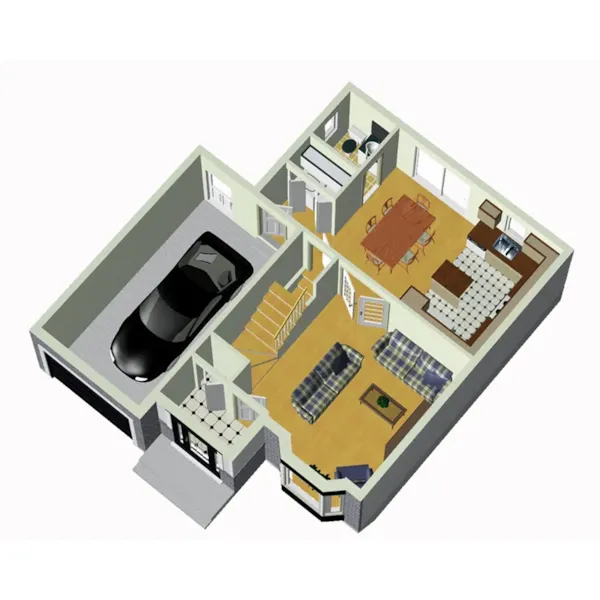 Country French House Plan 3D First Floor - Flinstone Traditional Home 126D-0784 - Search House Plans and More