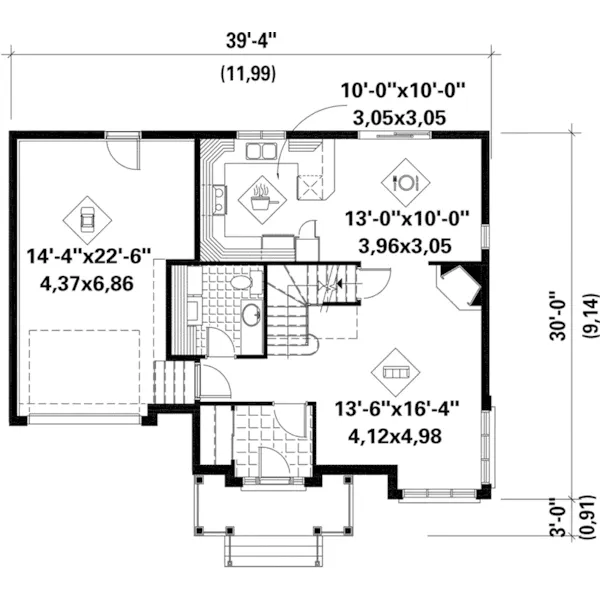 Colonial House Plan First Floor - Coleen Creek Country Home 126D-0791 - Search House Plans and More