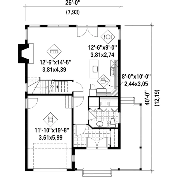 Cape Cod & New England House Plan First Floor - Edeline Craftsman Cabin 126D-0794 - Search House Plans and More