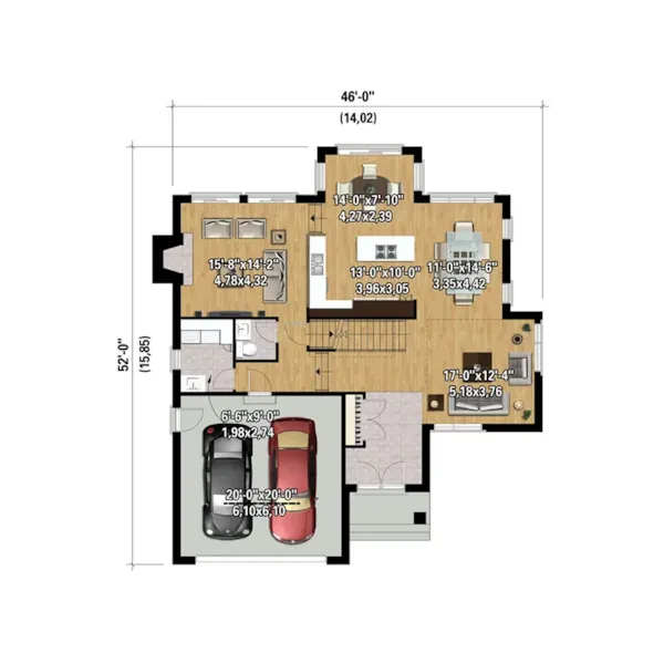 Contemporary House Plan 3D First Floor - Pasha Prairie Modern Home 126D-0809 - Shop House Plans and More