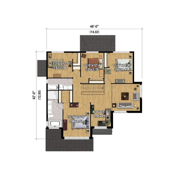 Contemporary House Plan 3D Second Floor - Pasha Prairie Modern Home 126D-0809 - Shop House Plans and More