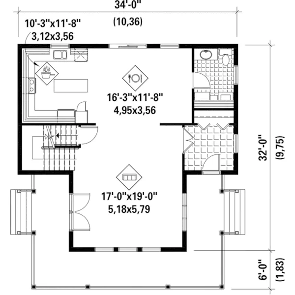 Farmhouse Plan First Floor - Christmas Valley Country Home 126D-0811 - Search House Plans and More