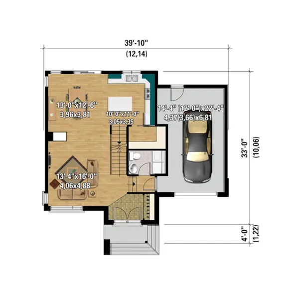 European House Plan 3D First Floor - Cleeve Court Prairie Style Home 126D-0813 - Search House Plans and More