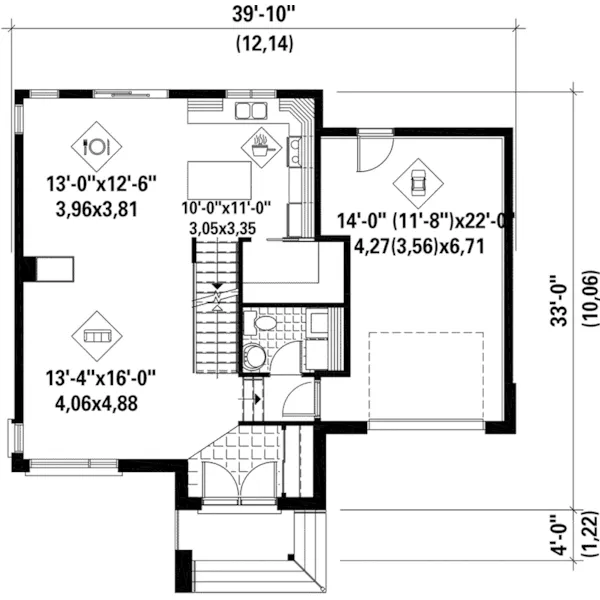 European House Plan First Floor - Cleeve Court Prairie Style Home 126D-0813 - Search House Plans and More