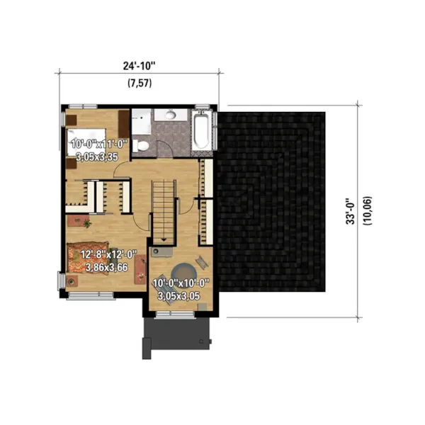 European House Plan 3D Second Floor - Cleeve Court Prairie Style Home 126D-0813 - Search House Plans and More