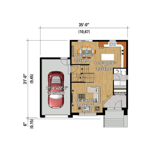 Modern House Plan 3D First Floor - Dori Modern Home 126D-0815 - Search House Plans and More