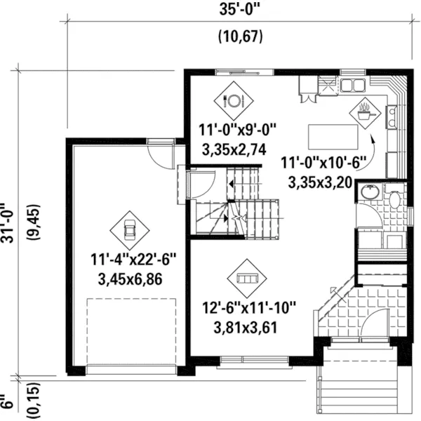 Modern House Plan First Floor - Dori Modern Home 126D-0815 - Search House Plans and More