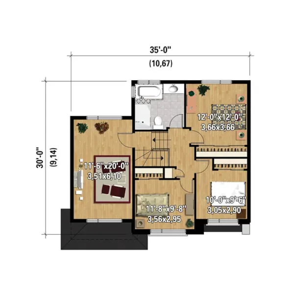 Modern House Plan 3D Second Floor - Dori Modern Home 126D-0815 - Search House Plans and More