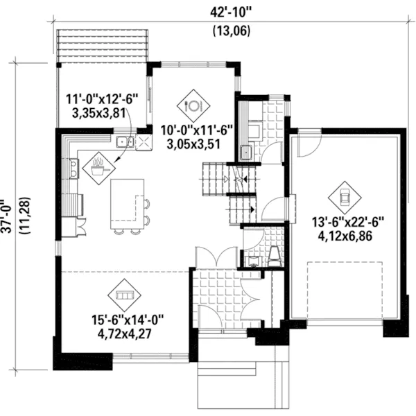 Contemporary House Plan First Floor - Christmas Creek Modern Home 126D-0817 - Search House Plans and More