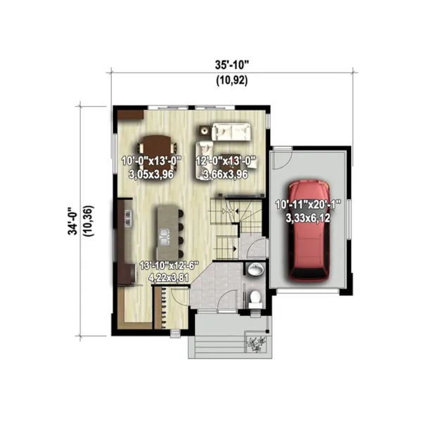 Contemporary House Plan 3D First Floor - Forbes Modern Home 126D-0818 - Search House Plans and More