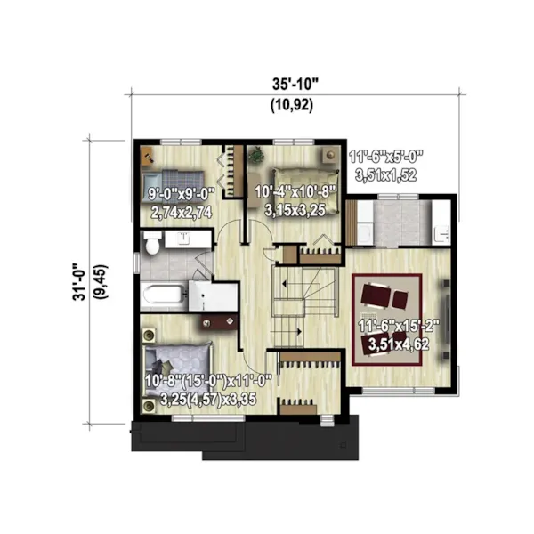 Contemporary House Plan 3D Second Floor - Forbes Modern Home 126D-0818 - Search House Plans and More