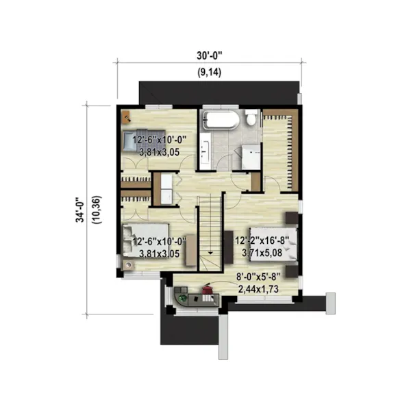 Prairie House Plan 3D Second Floor - Gigi Modern Prairie Home 126D-0822 - Search House Plans and More