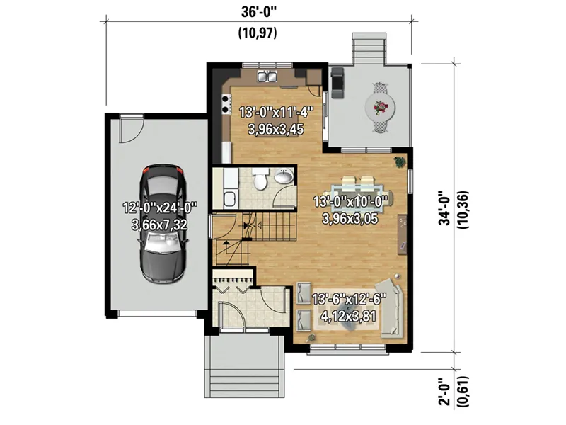 Contemporary House Plan 3D First Floor - Morey Contemporary Home 126D-0823 - Shop House Plans and More