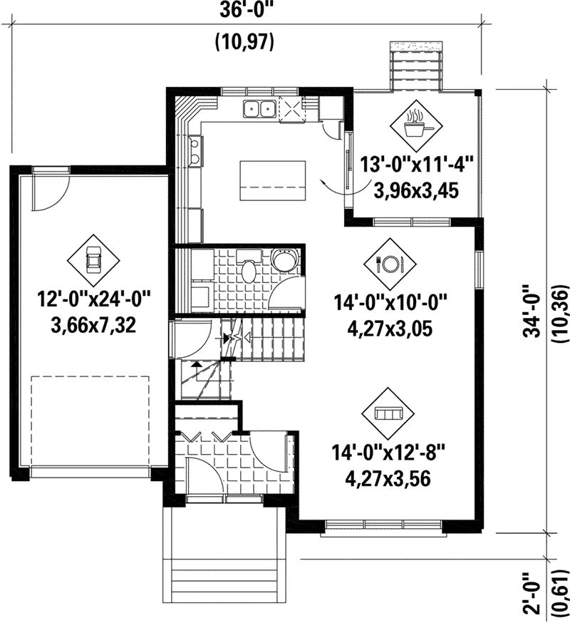 Contemporary House Plan First Floor - Morey Contemporary Home 126D-0823 - Shop House Plans and More