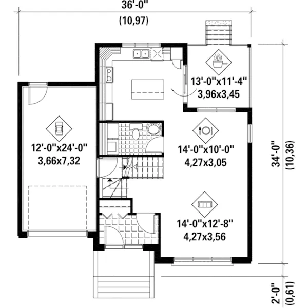 Contemporary House Plan First Floor - Morey Contemporary Home 126D-0823 - Shop House Plans and More