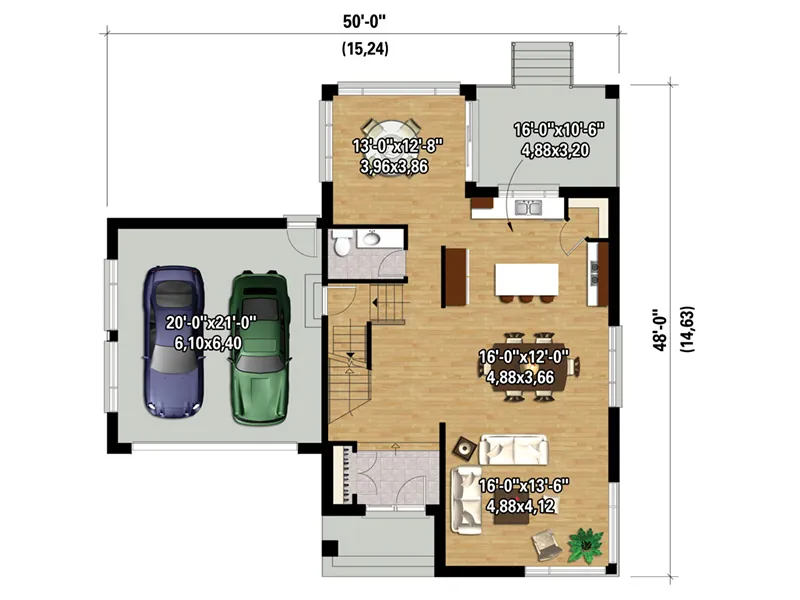 Modern House Plan 3D First Floor - Rodger Prairie Style Home 126D-0832 - Shop House Plans and More