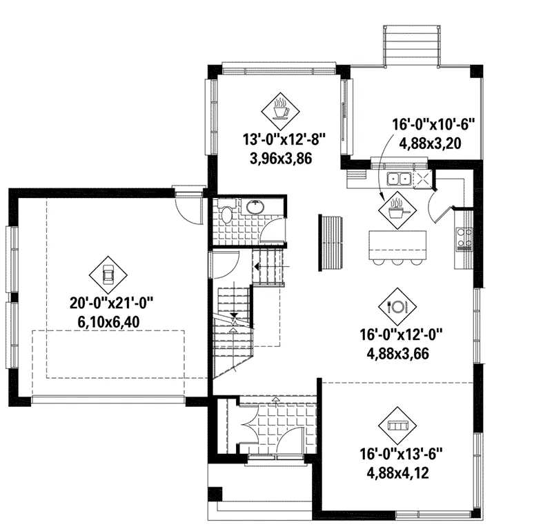 Modern House Plan First Floor - Rodger Prairie Style Home 126D-0832 - Shop House Plans and More