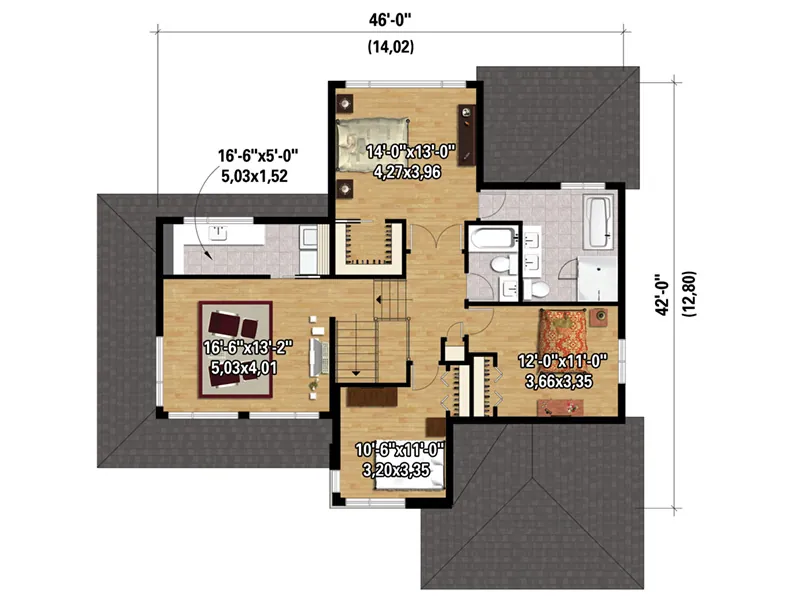 Modern House Plan 3D Second Floor - Rodger Prairie Style Home 126D-0832 - Shop House Plans and More