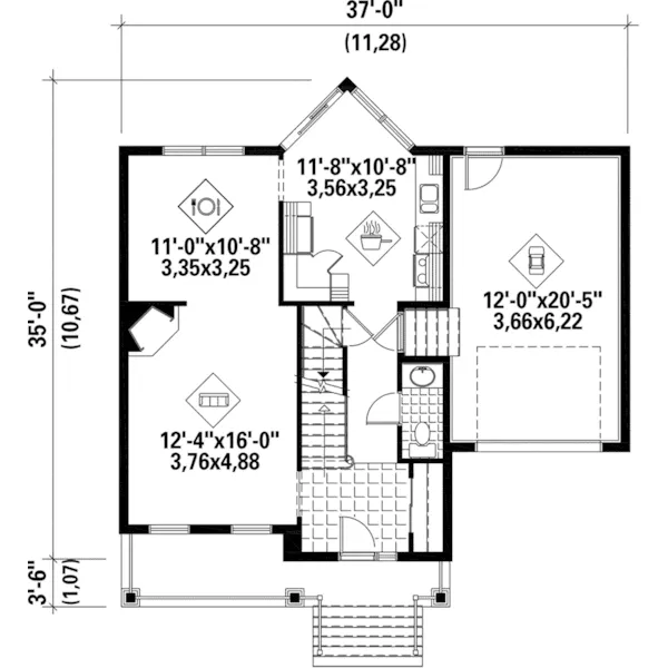 European House Plan First Floor - Landeck Creek Country Home 126D-0835 - Shop House Plans and More