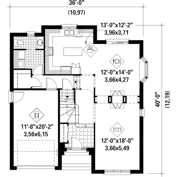 Prairie House Plan First Floor - Winters Cove Prairie Home 126D-0841 - Shop House Plans and More