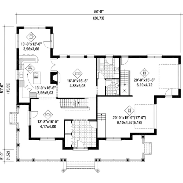 Country House Plan First Floor - Yuletide Trail Country Home 126D-0842 - Shop House Plans and More