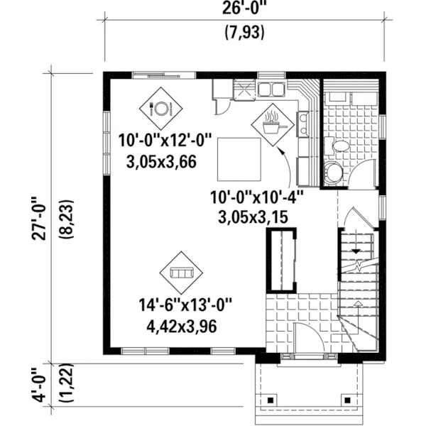 Craftsman House Plan First Floor - Wolfe Prairie Narrow Lot Home 126D-0847 - Shop House Plans and More