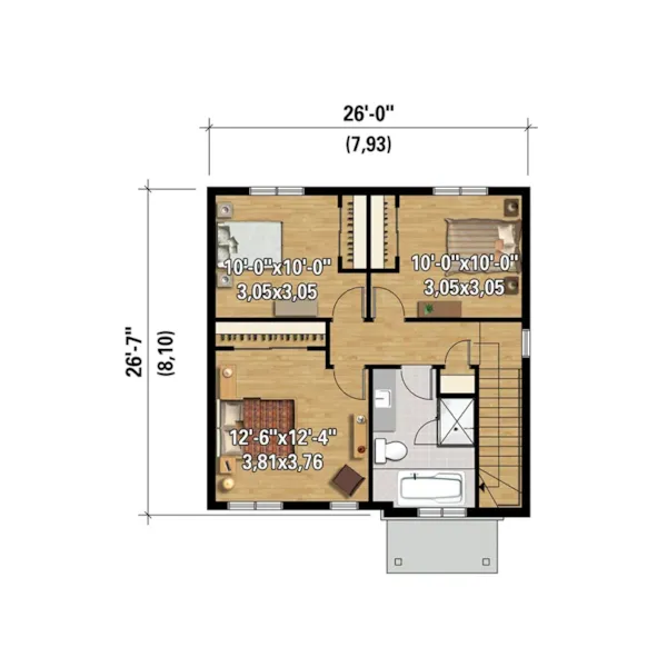 Craftsman House Plan 3D Second Floor - Wolfe Prairie Narrow Lot Home 126D-0847 - Shop House Plans and More