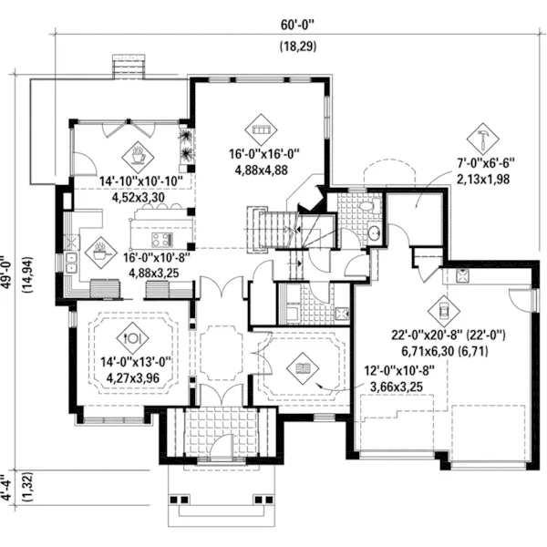 Craftsman House Plan First Floor - Dianne Creek Craftsman Home 126D-0856 - Search House Plans and More