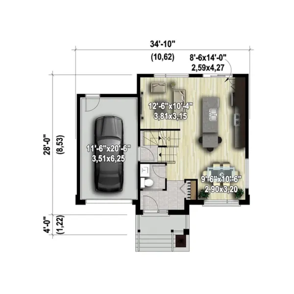 Modern House Plan 3D First Floor - Lani Road Modern Home 126D-0860 - Shop House Plans and More