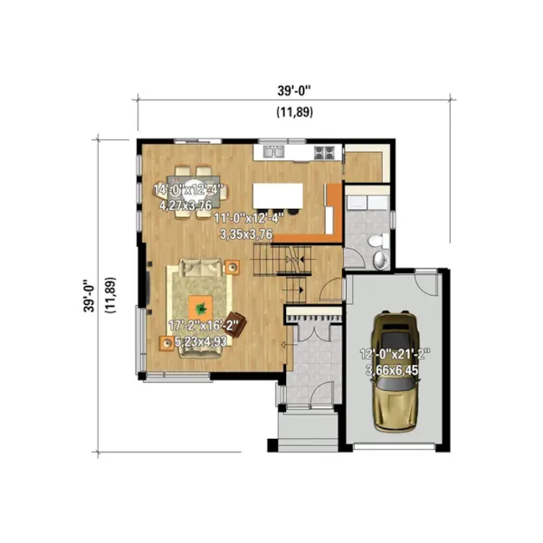 Prairie House Plan 3D First Floor - Rollin Prairie Style Home 126D-0863 - Shop House Plans and More