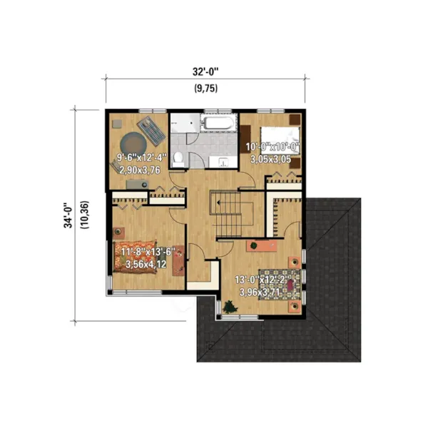 Prairie House Plan 3D Second Floor - Rollin Prairie Style Home 126D-0863 - Shop House Plans and More