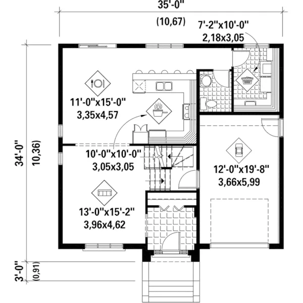 Craftsman House Plan First Floor - Stedman European Home 126D-0871 - Shop House Plans and More