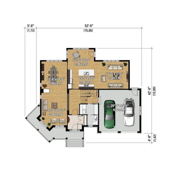 Victorian House Plan 3D First Floor - Clarence Mill Country Home 126D-0881 - Search House Plans and More