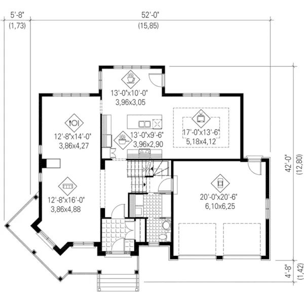 Victorian House Plan First Floor - Clarence Mill Country Home 126D-0881 - Search House Plans and More