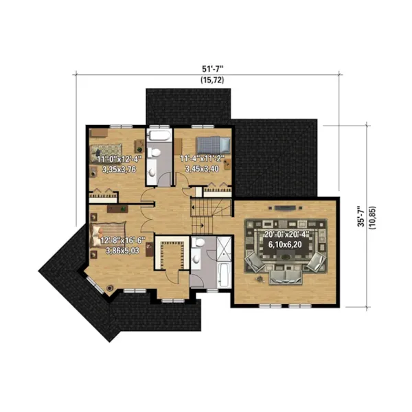 Victorian House Plan 3D Second Floor - Clarence Mill Country Home 126D-0881 - Search House Plans and More