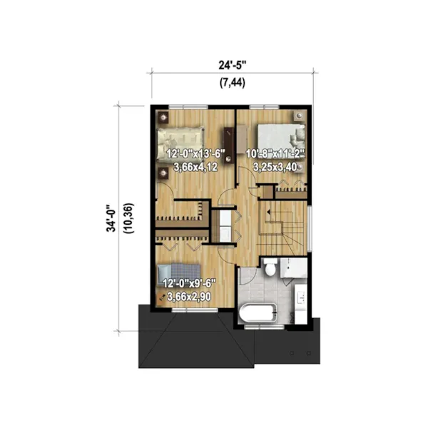 Contemporary House Plan 3D Second Floor - Dani Modern Narrow Lot Home 126D-0883 - Search House Plans and More