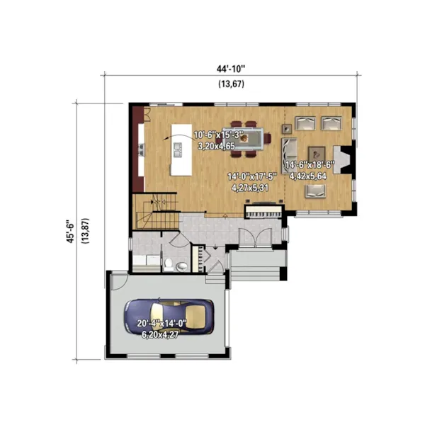 Contemporary House Plan 3D First Floor - Edie Contemporary Home 126D-0886 - Search House Plans and More