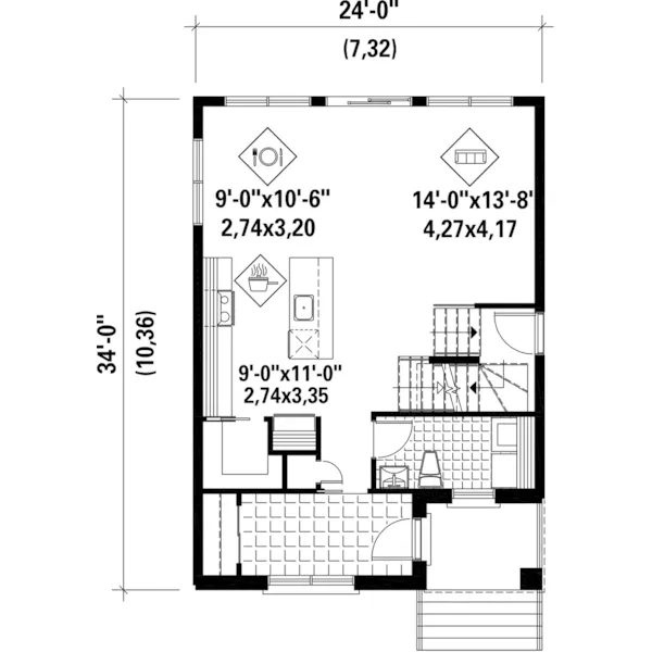 Modern House Plan First Floor - Gadwell Modern Narrow Lot Home 126D-0888 - Search House Plans and More