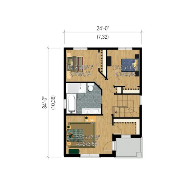 Modern House Plan 3D Second Floor - Gadwell Modern Narrow Lot Home 126D-0888 - Search House Plans and More