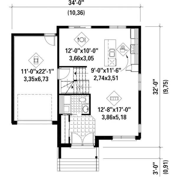 Modern House Plan First Floor - Hines Rustic Modern Home 126D-0890 - Search House Plans and More