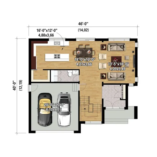 Contemporary House Plan 3D First Floor - Jannis Contemporary Home 126D-0891 - Search House Plans and More