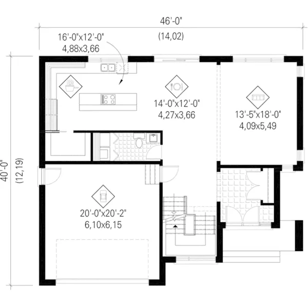 Contemporary House Plan First Floor - Jannis Contemporary Home 126D-0891 - Search House Plans and More