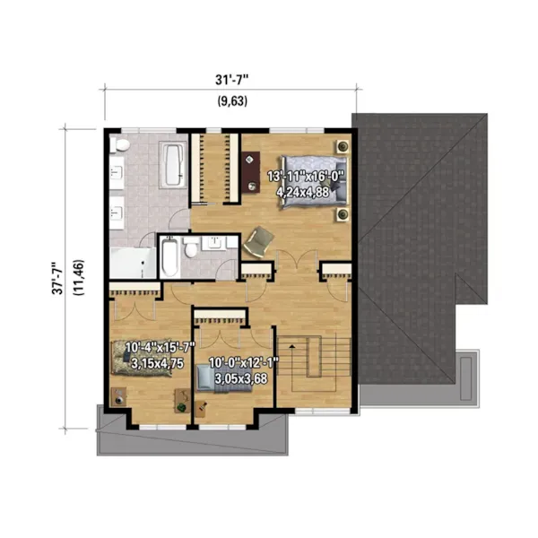 Contemporary House Plan 3D Second Floor - Jannis Contemporary Home 126D-0891 - Search House Plans and More